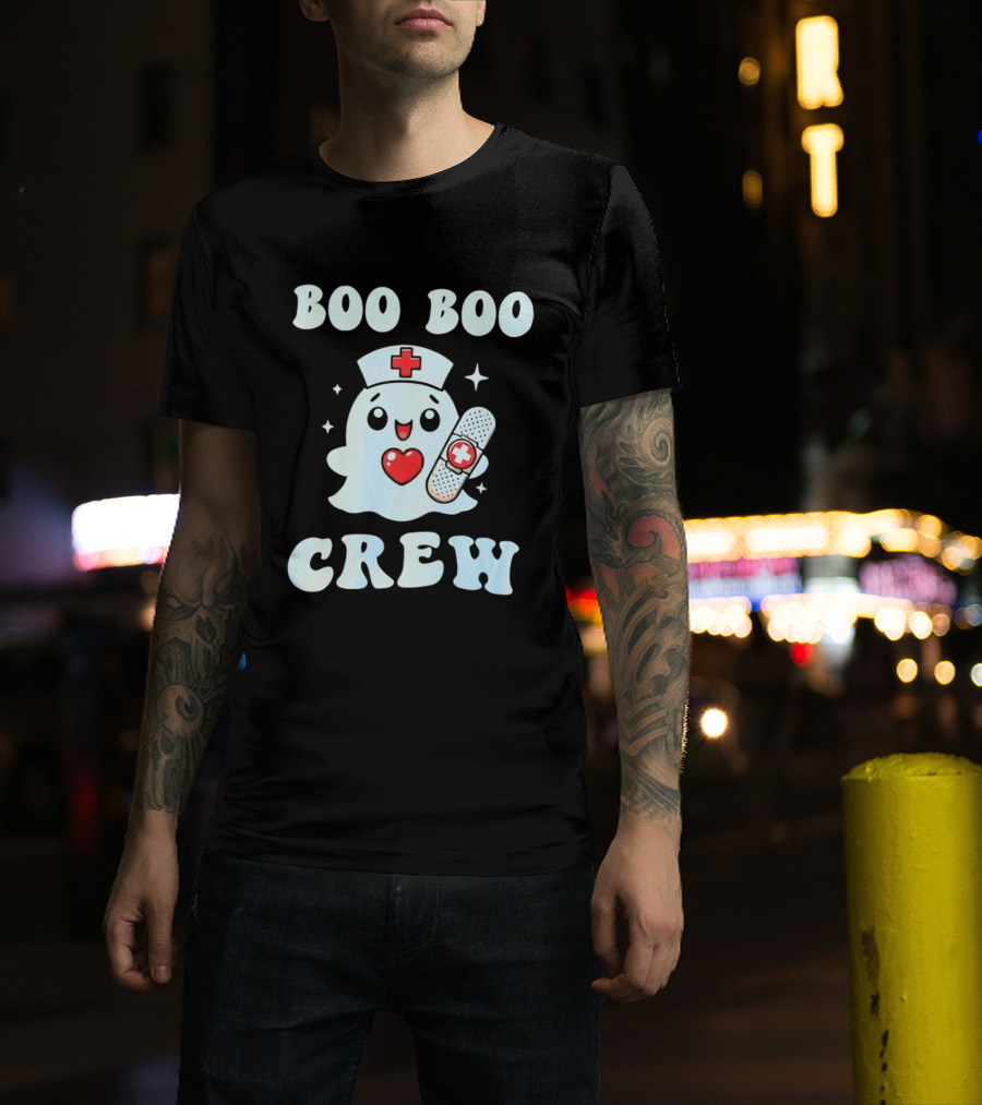 Boo Boo Crew Cute Ghost Nurse Halloween T-Shirt