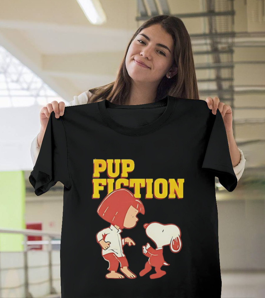 Pup Fiction Peanuts Characters Scene T-Shirt