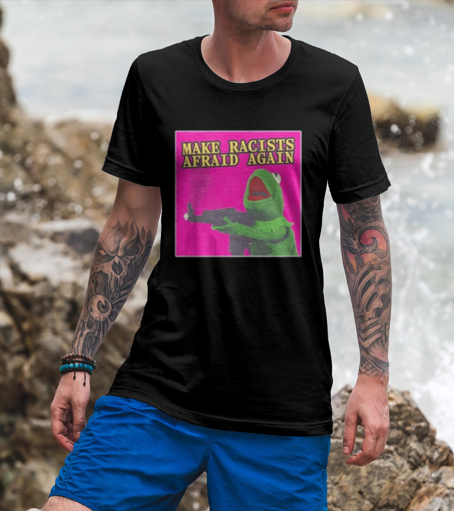 Make Racists Afraid Again Kermit Pepe Parody Pink T-Shirt