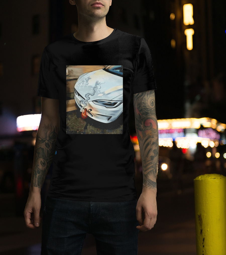 Tesla Car Smoking Light It Up T-Shirt