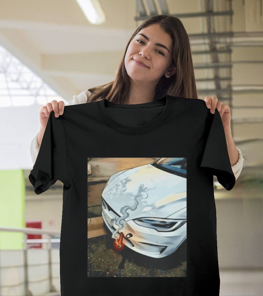 Tesla Car Smoking Light It Up T-Shirt