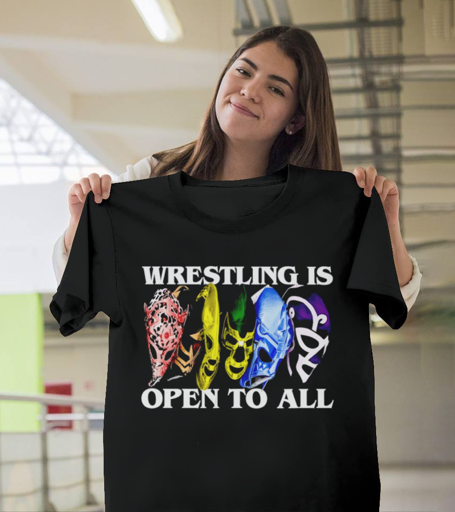 Wrestling Is Open To All Multicolor Lucha Libre Masks T-Shirt