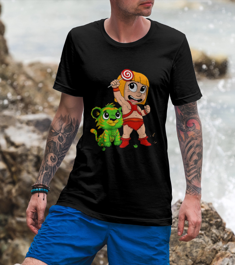 He Man And Battle Cat Masters Of Kindergarten Lollipop Adventure T-Shirt