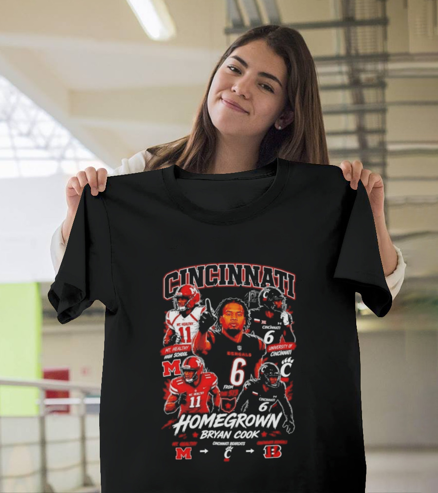 Cincinnati Bearcats Homegrown Bryan Cook University Of Cincinnati Mt. Healthy T-Shirt