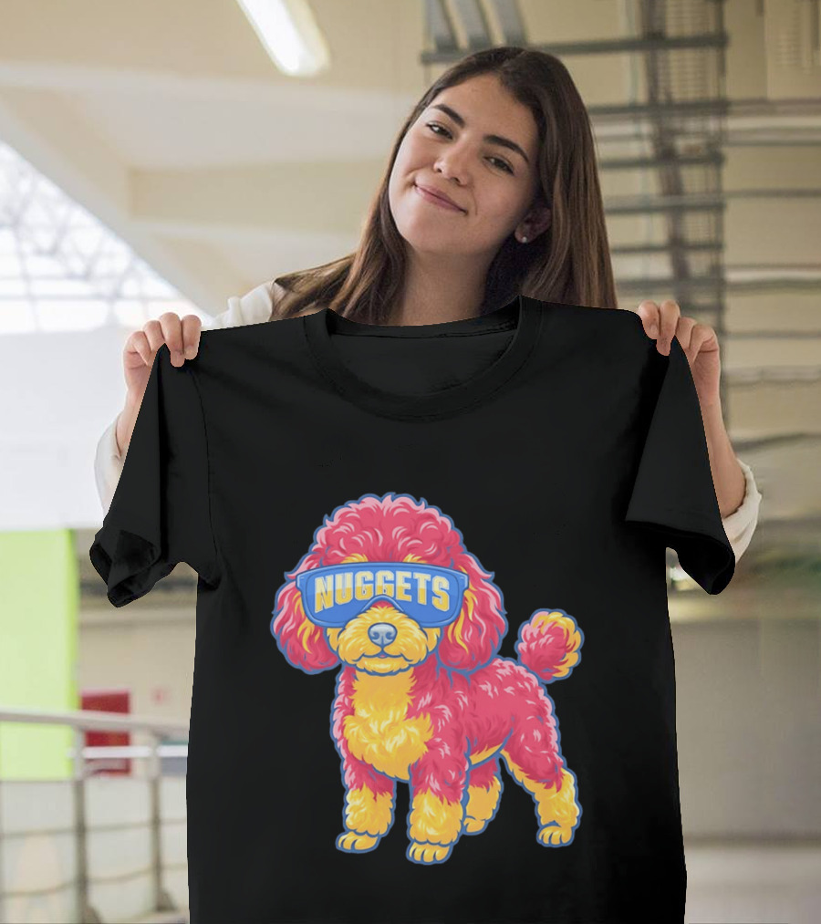 Denver Nuggets Teacup Poodle Wearing Oversized Glasses T-Shirt