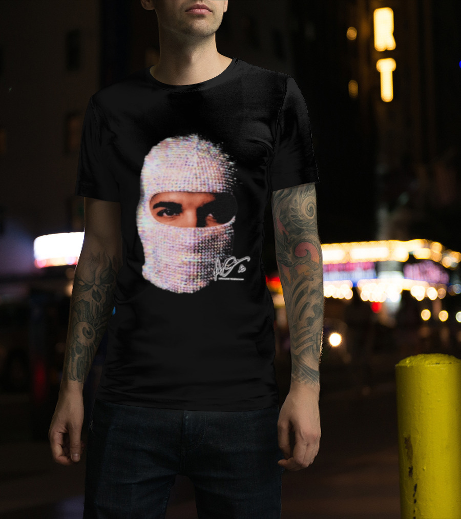 Drake Iceman Mask Jewel Encrusted Balaclava T-Shirt