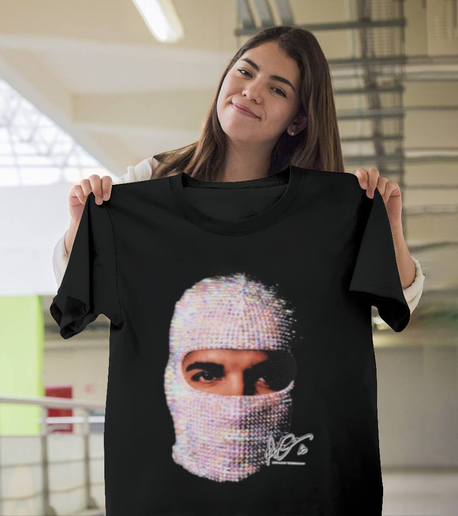 Drake Iceman Mask Jewel Encrusted Balaclava T-Shirt