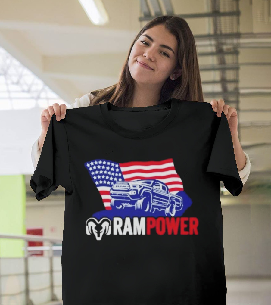 Ram Power Truck American Flag 2026 Patriotic T-Shirt