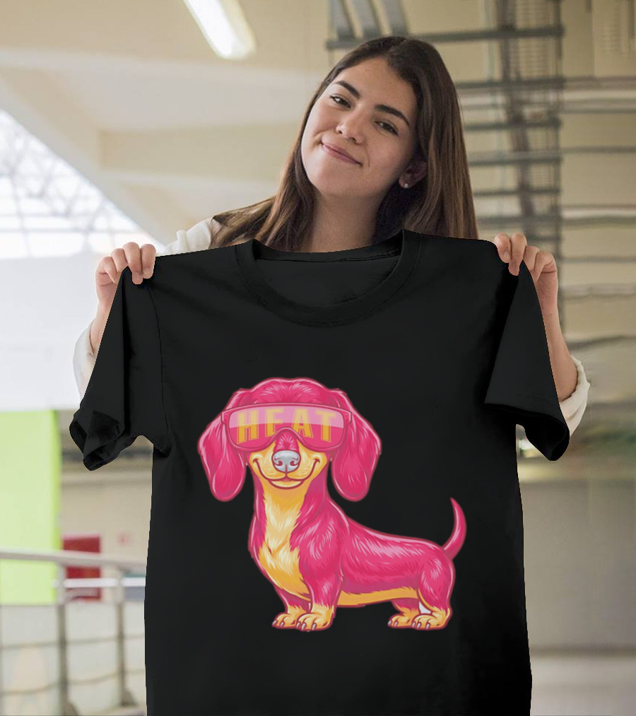 HEAT Sunglasses Dachshund Cartoon T-Shirt