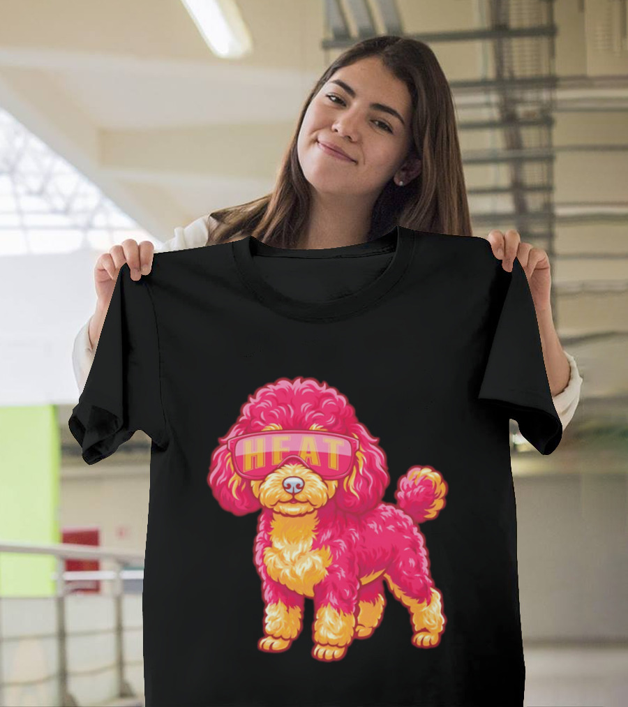 Miami Heat Teacup Poodle Cartoon HEAT Glasses T-Shirt
