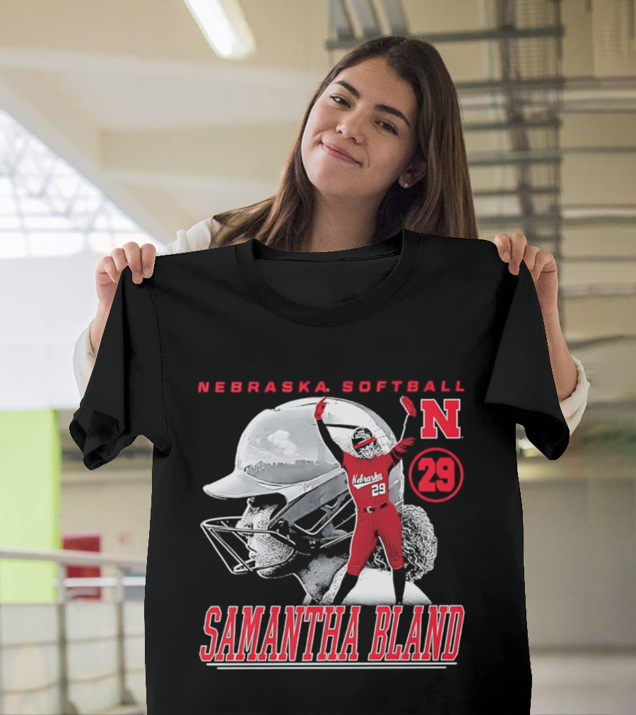Nebraska Softball Samantha Bland Number 29 Player Iconic N T-Shirt