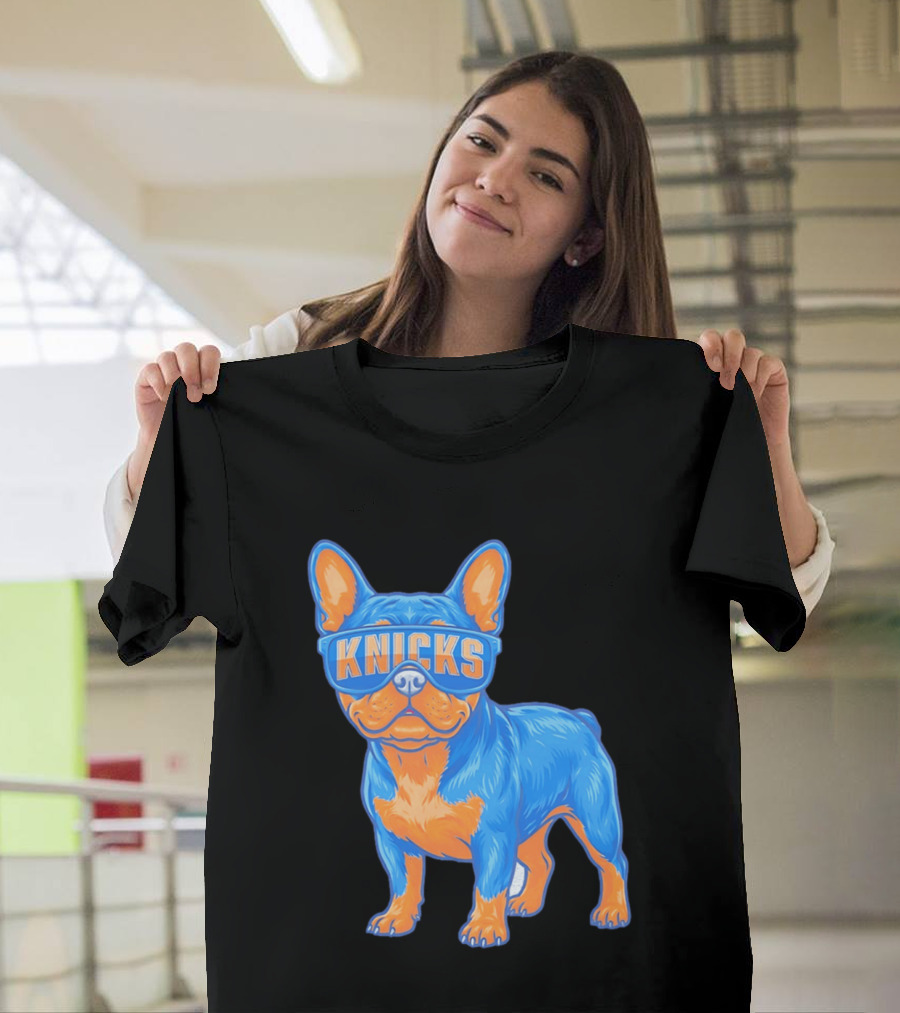 New York Knicks Bulldog Wearing Sunglasses T-Shirt