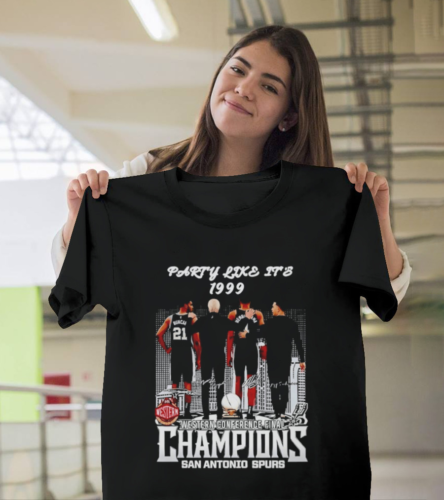 Party Like It's 1999 San Antonio Spurs Champions Tim Duncan Gregg Popovich Victor Wembanyama T-Shirt