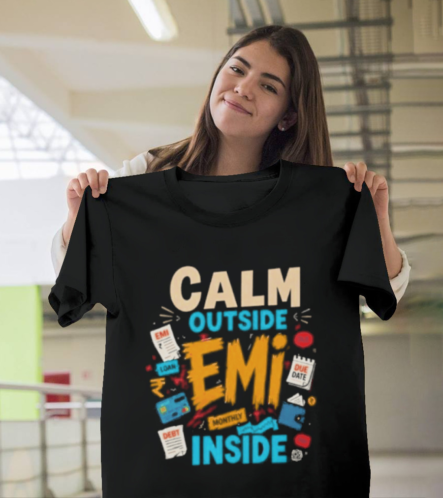 Calm Outside Anxiety Surrounding EMI Monthly Payments Inside T-Shirt