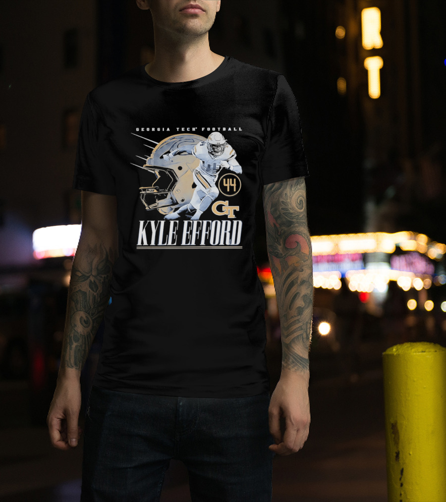 Georgia Tech Football Kyle Efford 44 GT Helmet T-Shirt