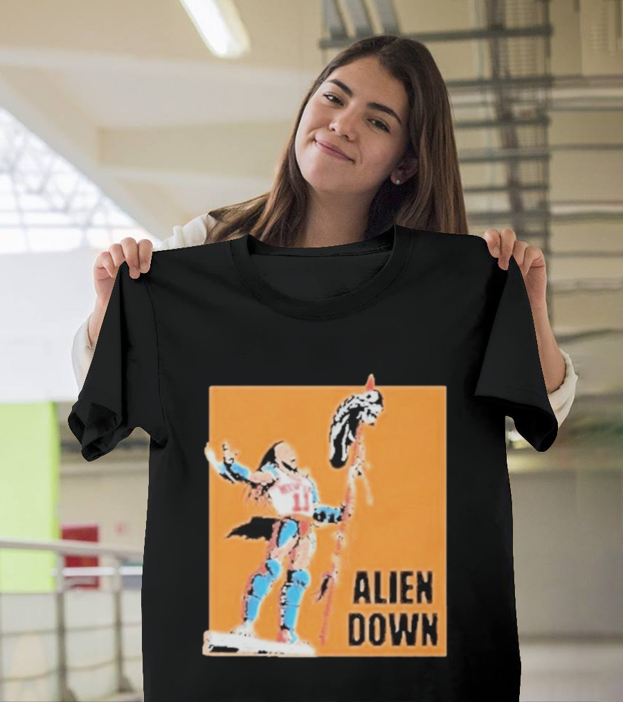 Jalen Brunson Knicks 11 Alien Down Spurs Wemby T-Shirt