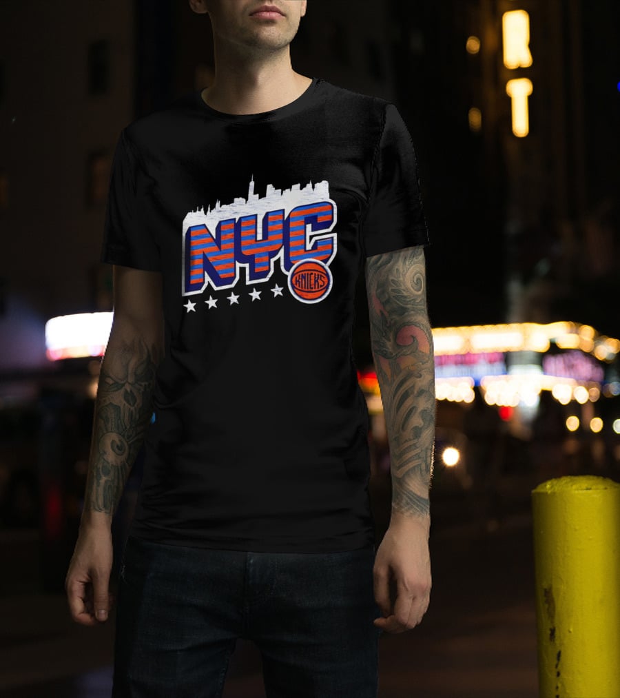 NYC Knicks Skyline Stars Basketball Fan Gear T-Shirt