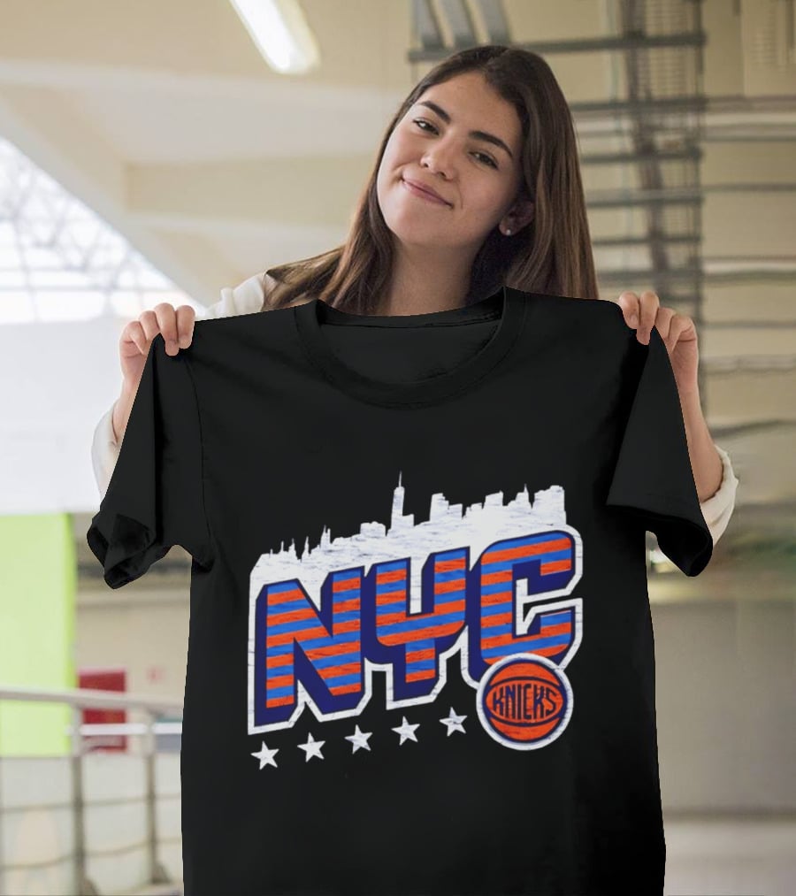NYC Knicks Skyline Stars Basketball Fan Gear T-Shirt
