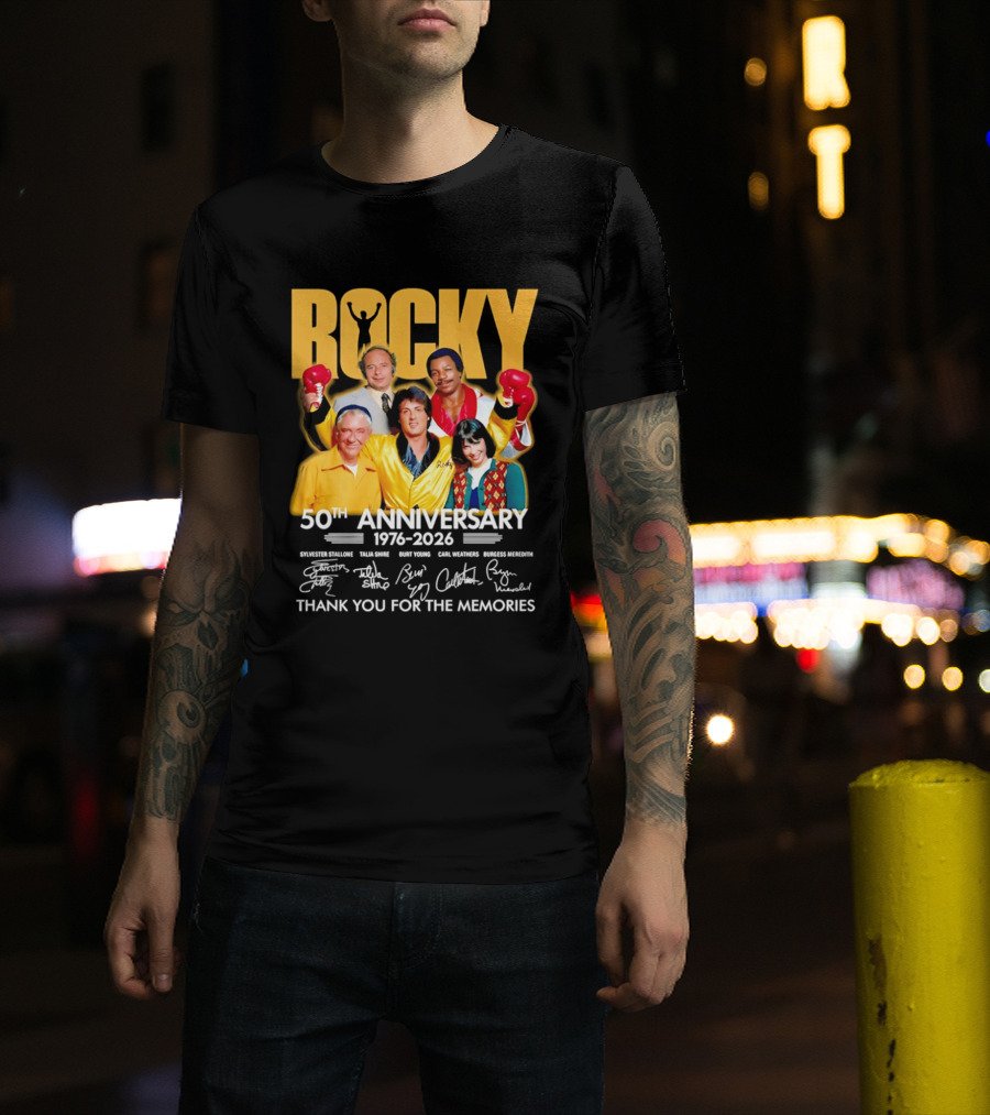 Rocky 50th Anniversary 1976 2026 Thank You For The Memories Celebrating Iconic Movie Legends T-Shirt