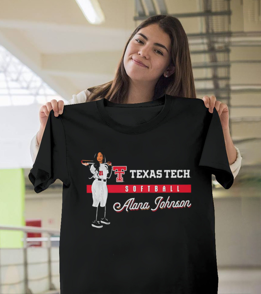 Texas Tech Softball Alana Johnson Team Spirit Logo Player 21 T-Shirt