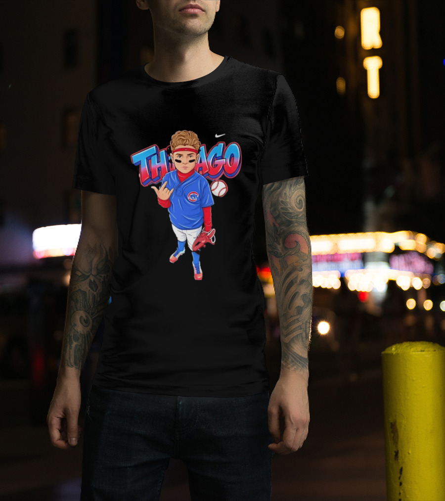 Thiago Chicago Cubs Baseball Cartoon Player Nike T-Shirt
