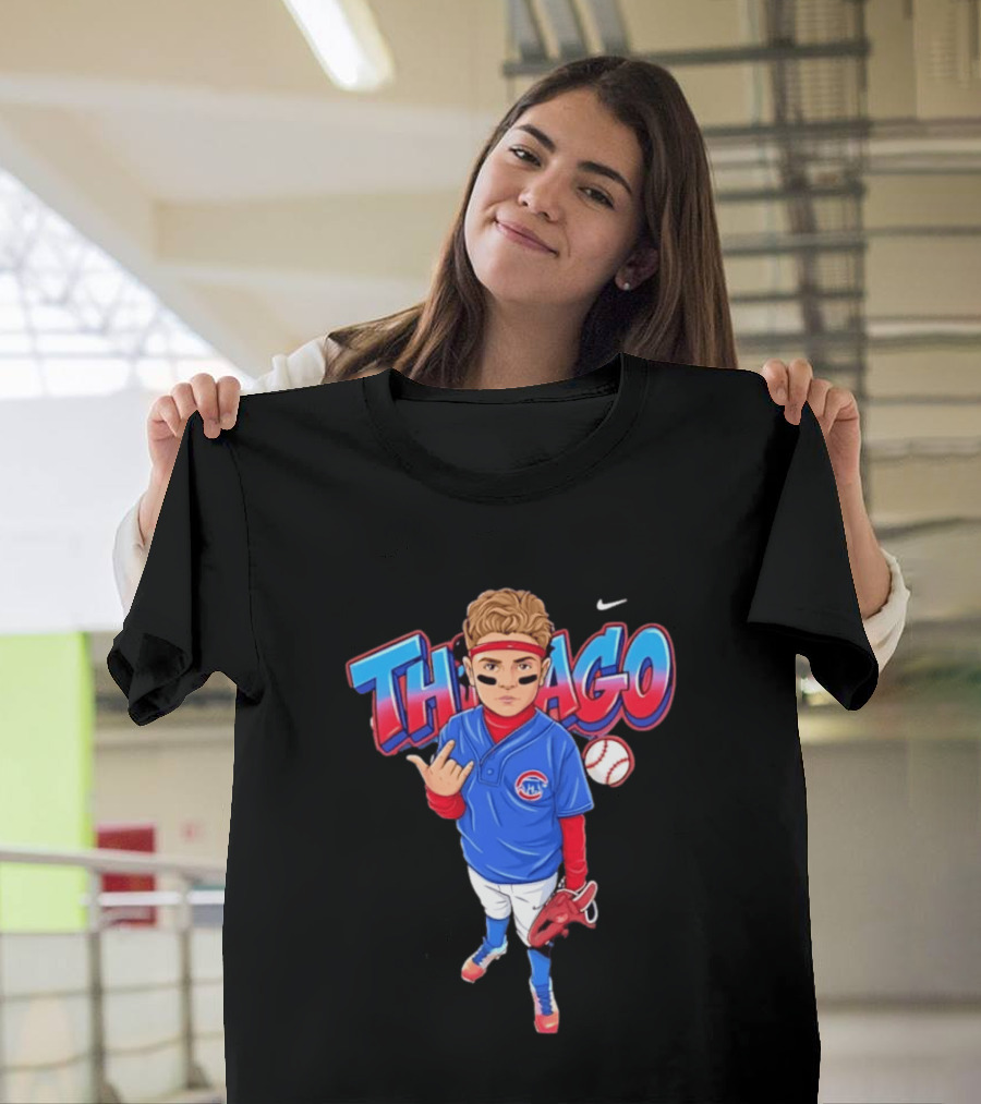 Thiago Chicago Cubs Baseball Cartoon Player Nike T-Shirt