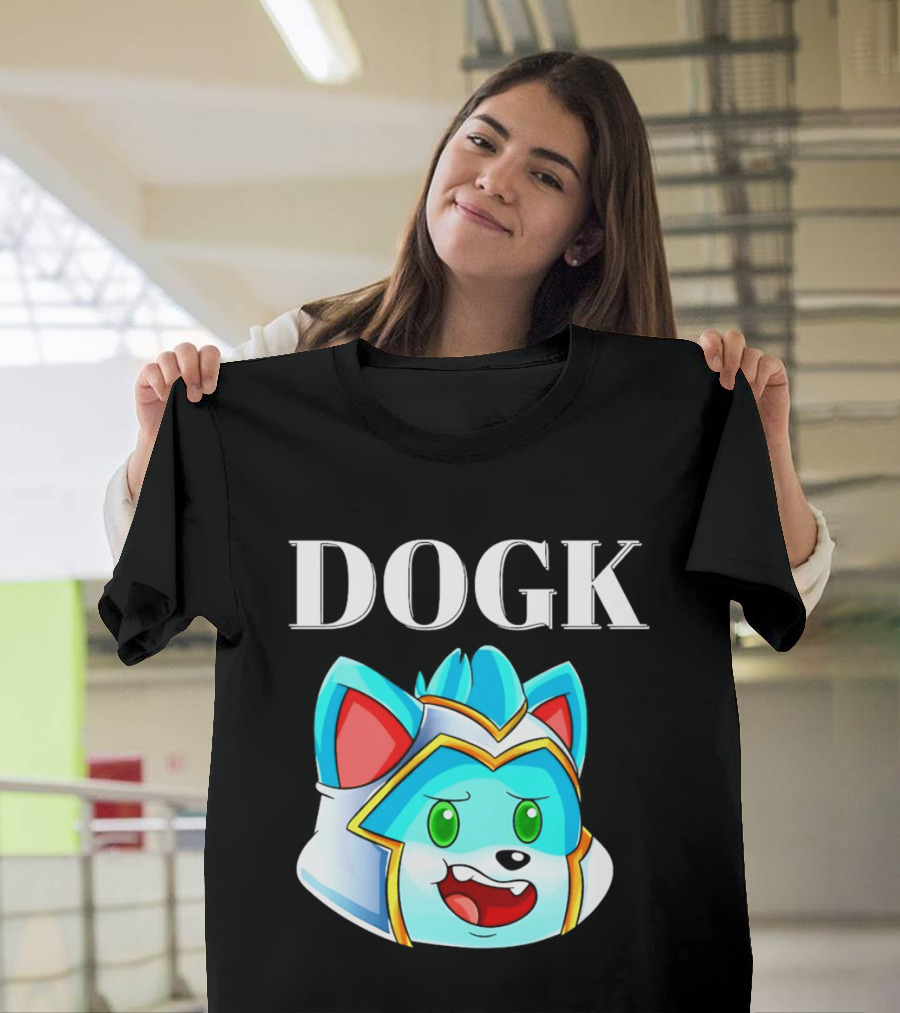 DOGK Cute Cartoon Character Blue Dog Head T-Shirt
