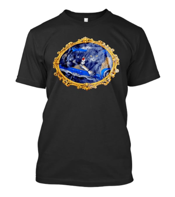 Bucky Barnes Winter Soldier Black Cat With Mechanical Arm In Ornate Frame T-Shirt