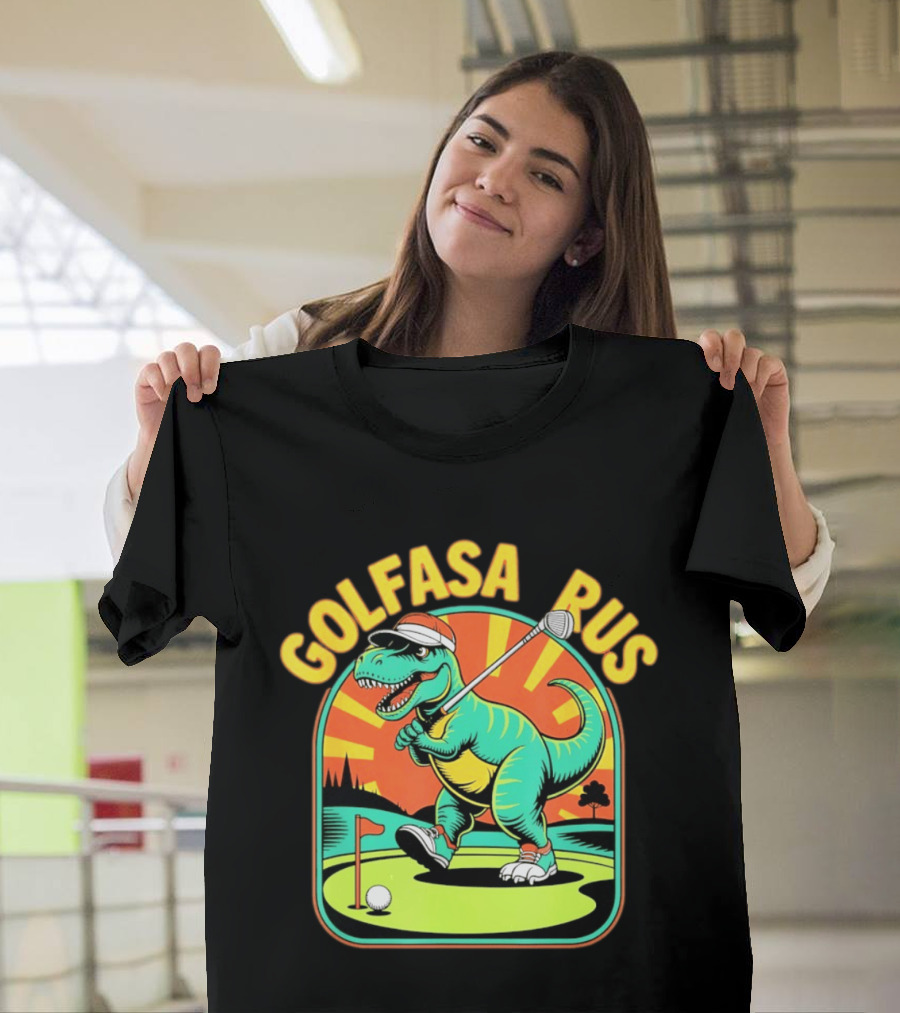Golfasaurus Rex Dinosaur Golfer On The Course T-Shirt