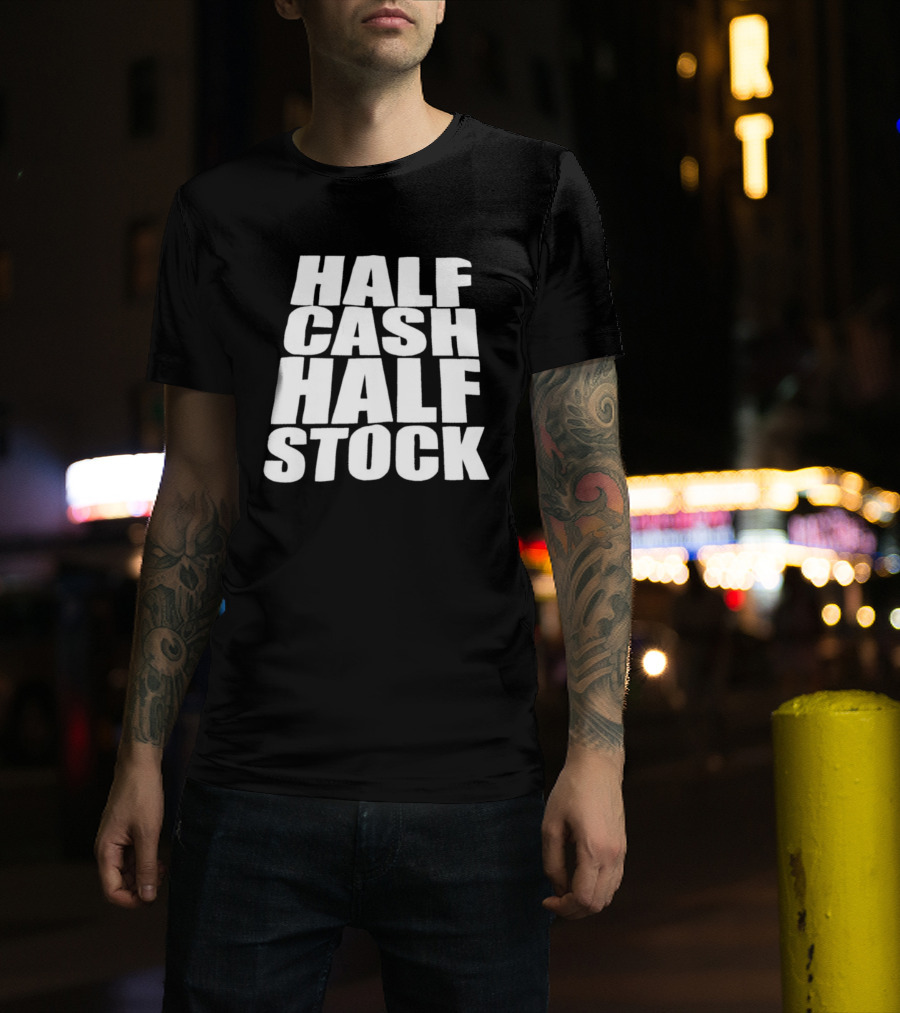 Half Cash Half Stock Bold White T-Shirt