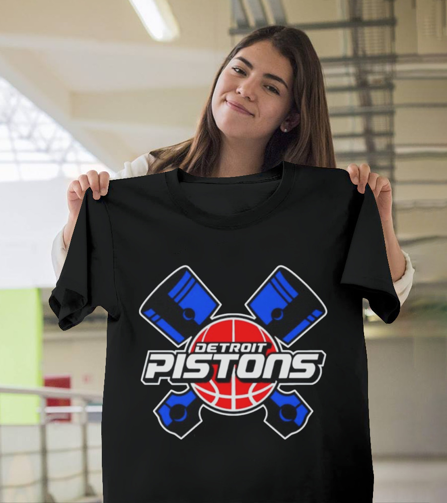 Detroit Pistons Basketball Team Crossed Pistons And Ball T-Shirt