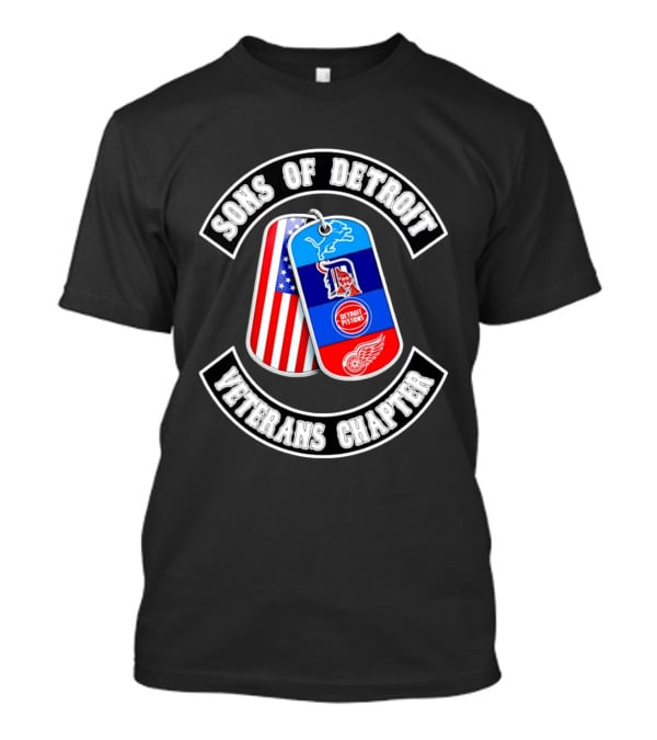 Sons Of Detroit Veterans Chapter Dog Tags Lions Tigers Pistons Red Wings T-Shirt