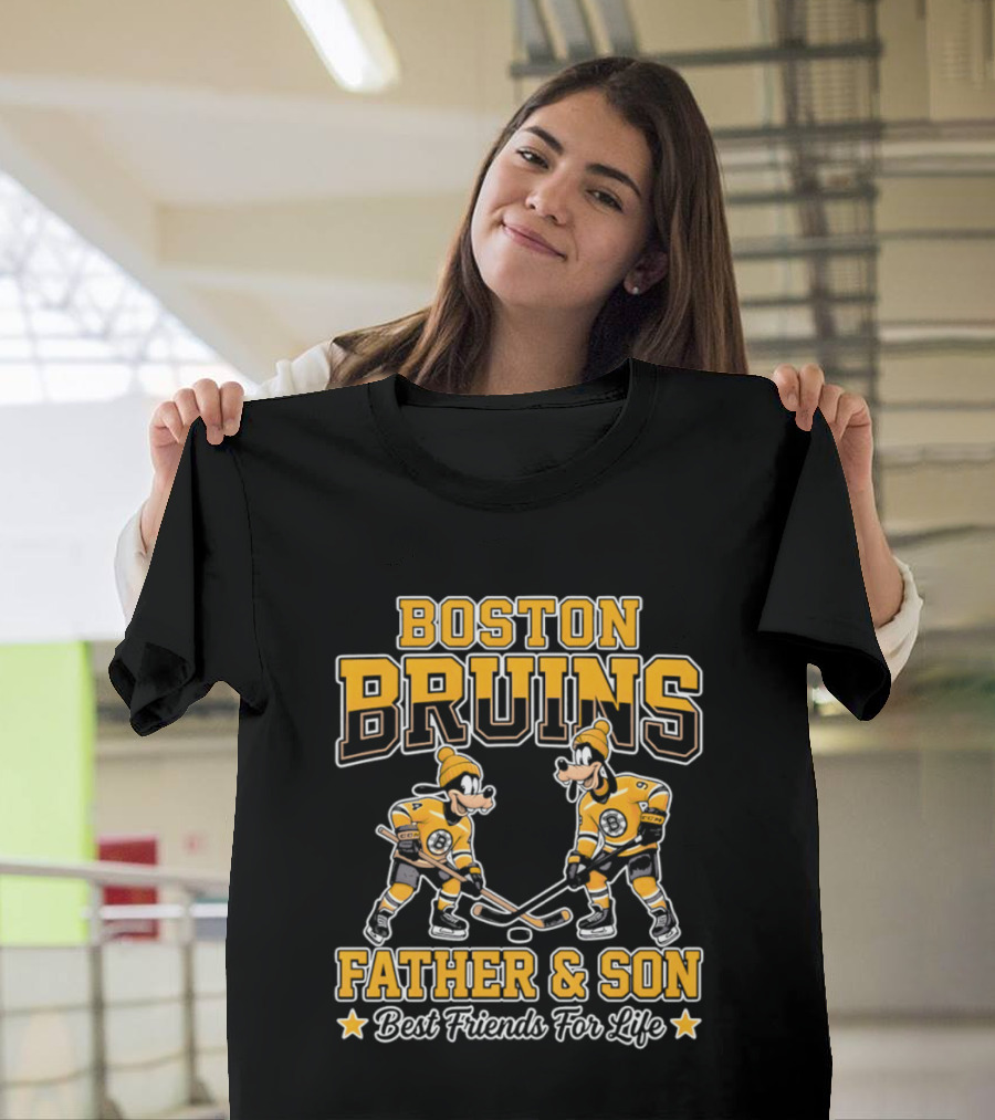 Boston Bruins Father Son Best Friends For Life Disney Goofy T-Shirt