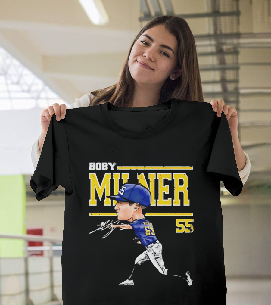 Hoby Milner Milwaukee 55 Cartoon Pitcher T-Shirt
