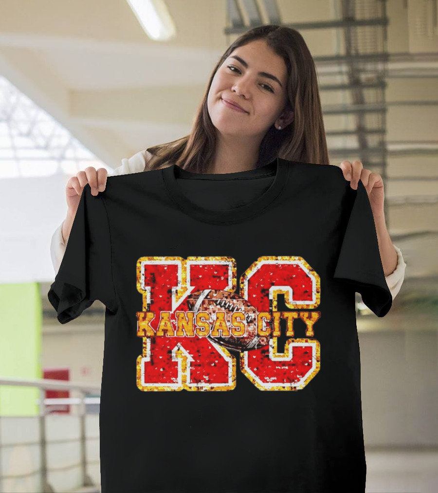 Kansas City Chiefs Football KC Faux Sequin T-Shirt