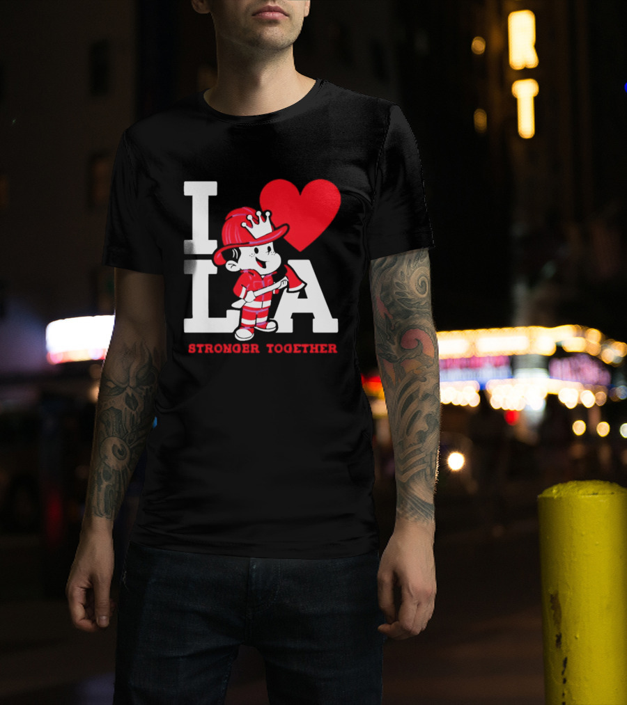I Love LA Firefighter Stronger Together T-Shirt