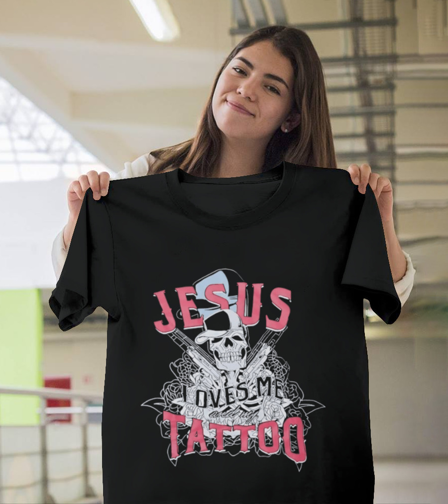 Jesus Loves Me Skeleton Tattoo T-Shirt