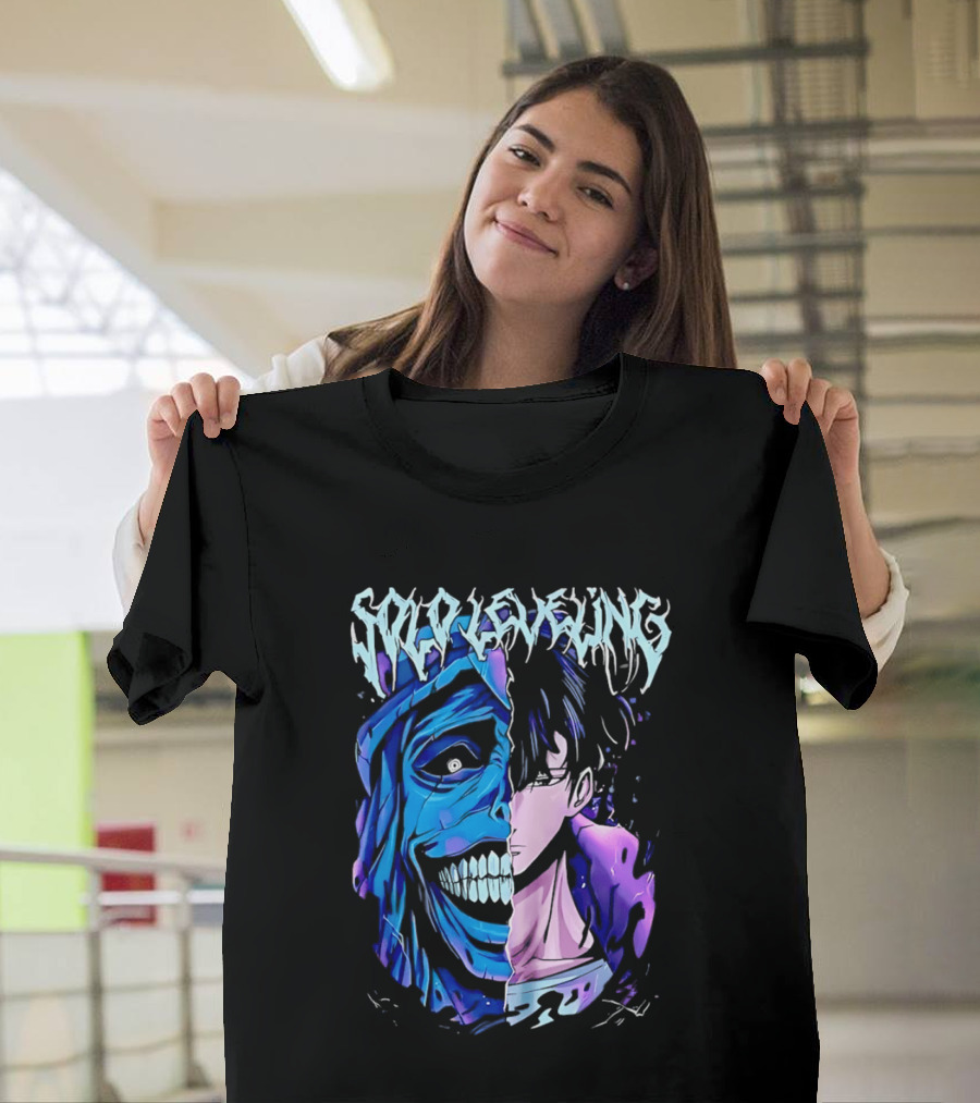 Solo Leveling Split Face Cotton Anime T-Shirt