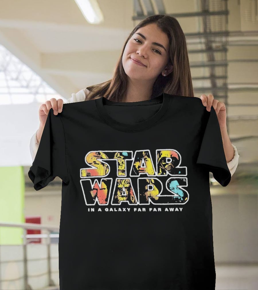 Star Wars In A Galaxy Far Far Away R2D2 C3PO Luke Skywalker Darth Vader Han Solo Chewbacca Leia T-Shirt