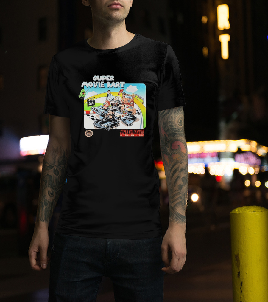 Super Movie Kart Super Hollywood Entertainment System John Wick Back To The Future Ghostbusters Mad Max Rocky T-Shirt