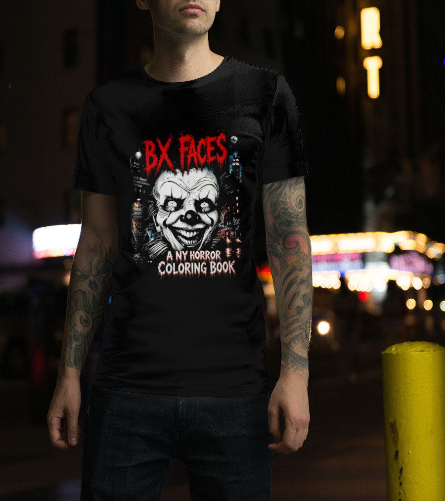 Bx Faces NY Horror Creepy Clown Coloring Book T-Shirt