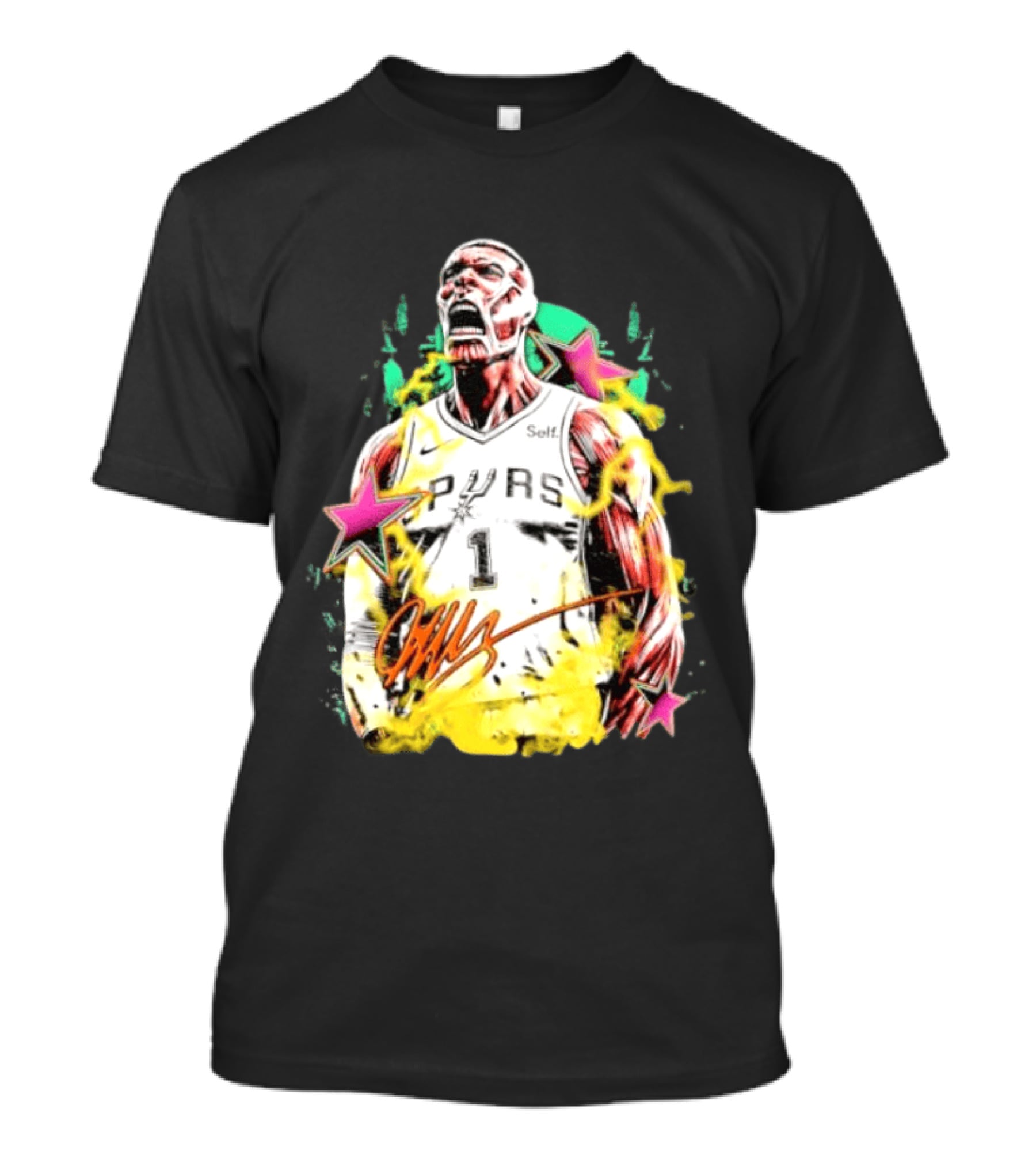 Victor Wembanyama San Antonio Spurs Attack On Titan Colossal Titan Spurs 1 Self Signature T-Shirt