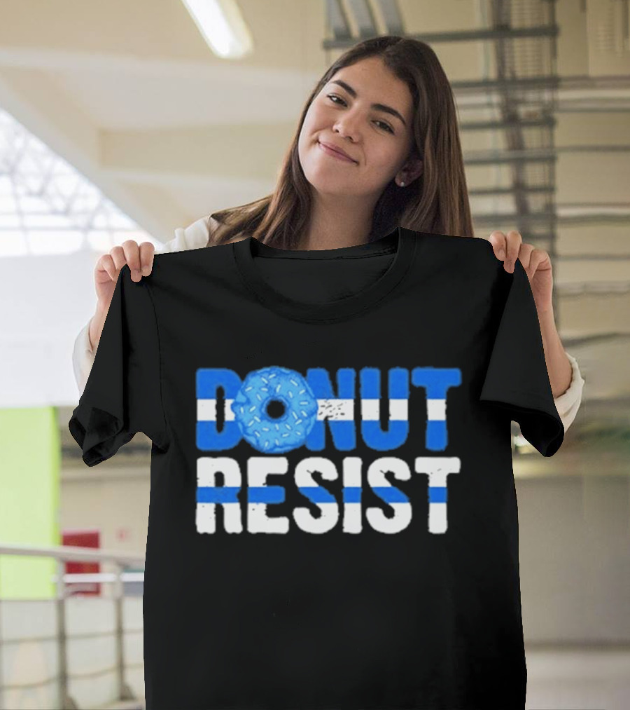 Donut Resist Police Officer Thin Blue Line Cop Policeman T-Shirt
