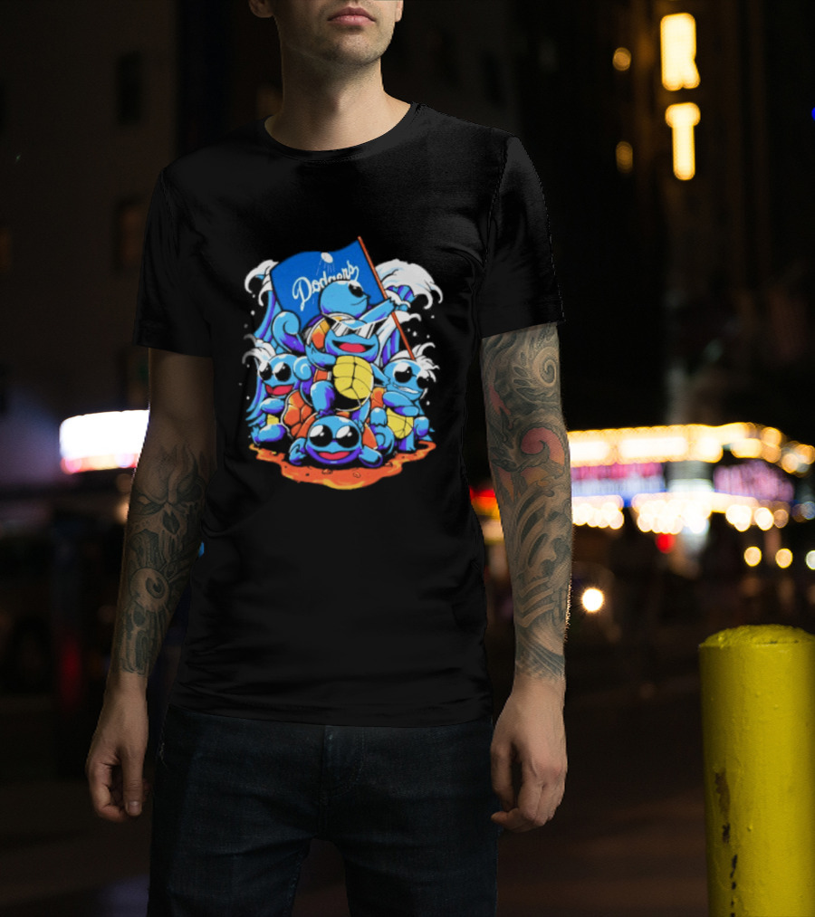 Squirtle Squad Dodgers Blue Flag Los Angeles Pokémon Collaboration T-Shirt