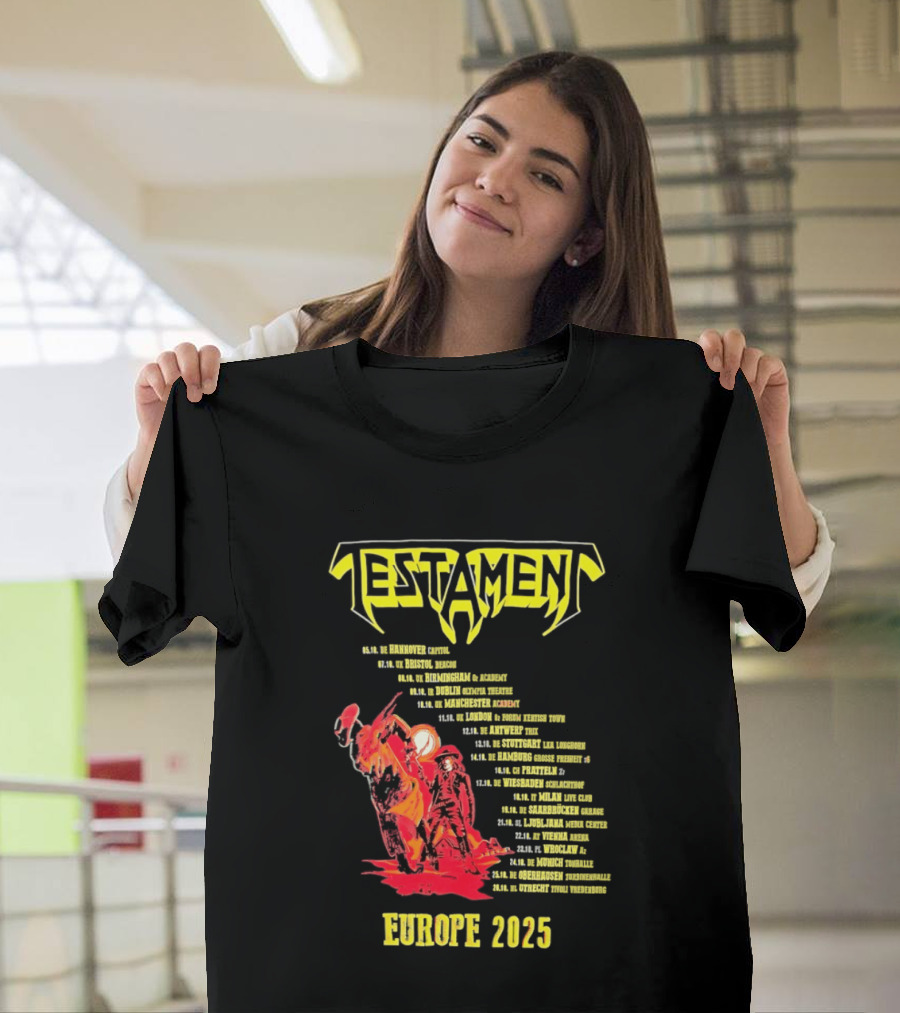 Testament Europe 2025 Tour Western Outlaw Dates T-Shirt