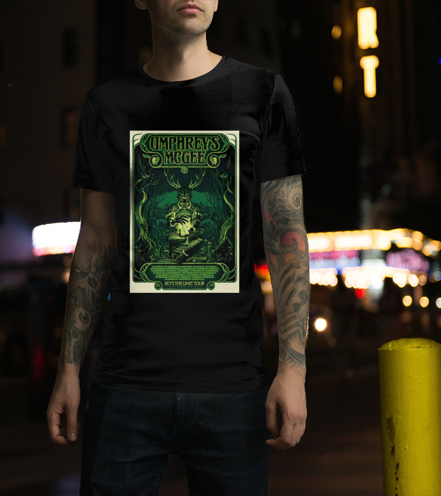 Umphrey's McGee Sky's The Limit Winter Tour 2026 Forest Creature Green T-Shirt