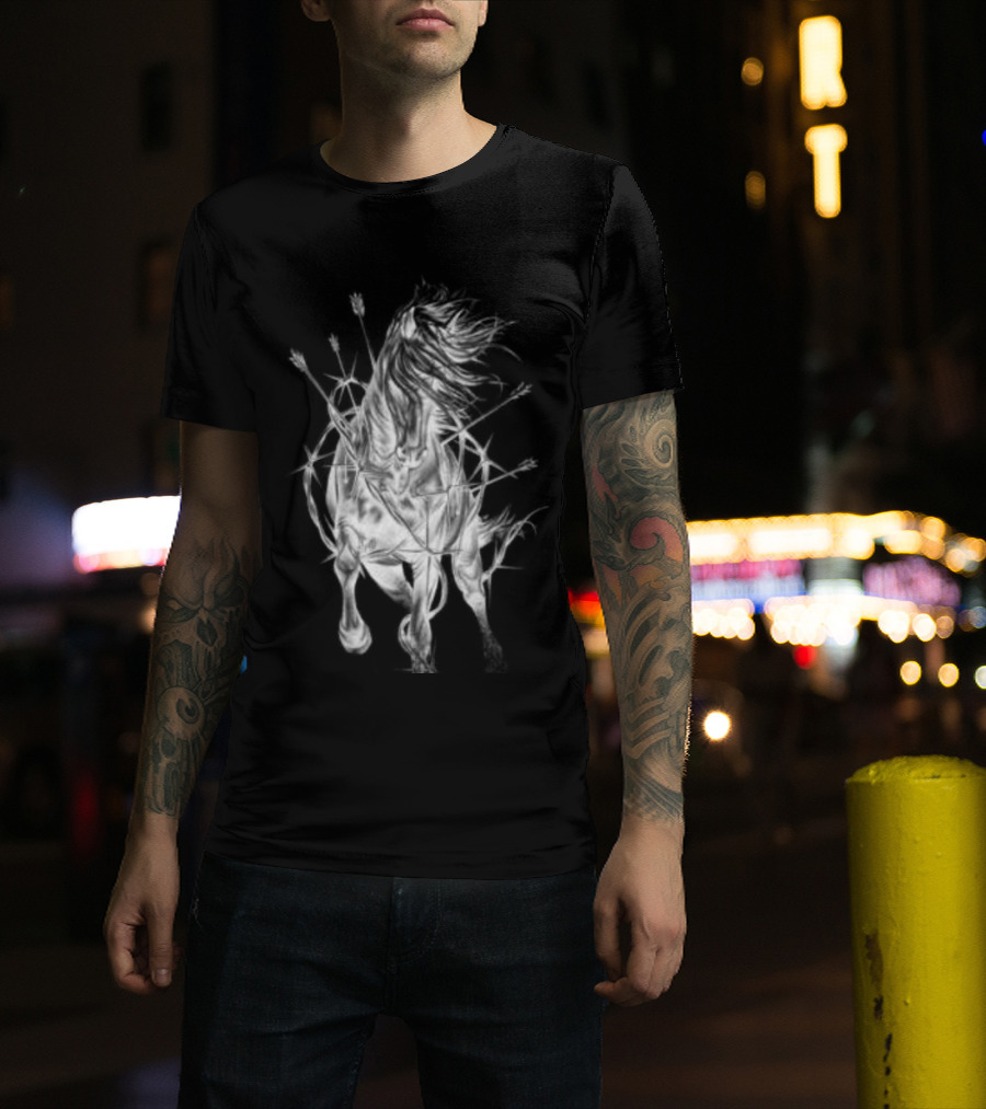 Zero Skateboards Store Wild Heart Black Horse And Flowers T-Shirt
