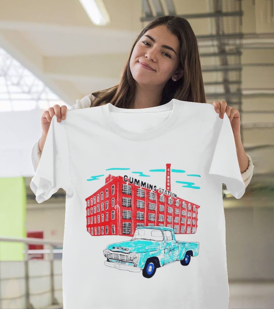 Gilson Cummins Station Vintage Truck And Building Scene T-Shirt