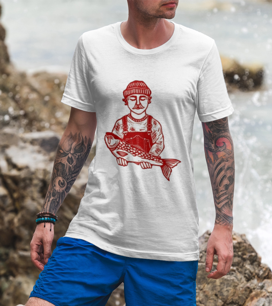 Goth Babe Fisherman Holding Fish T-Shirt