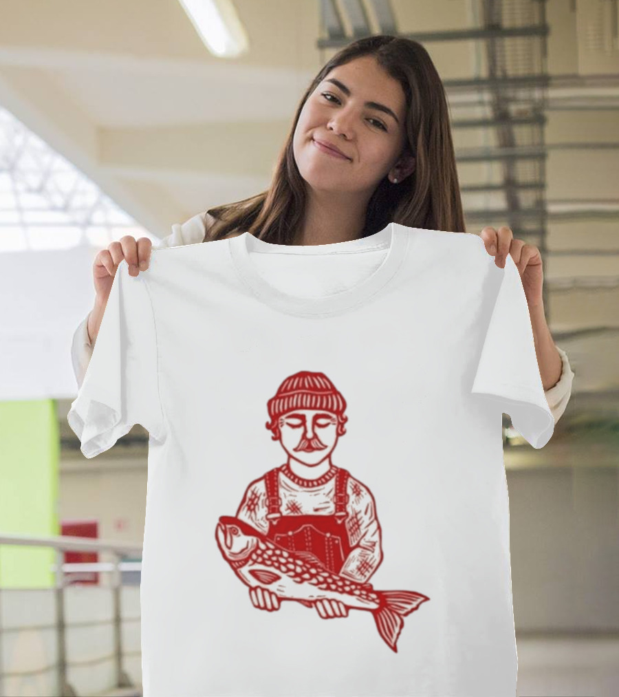 Goth Babe Fisherman Holding Fish T-Shirt